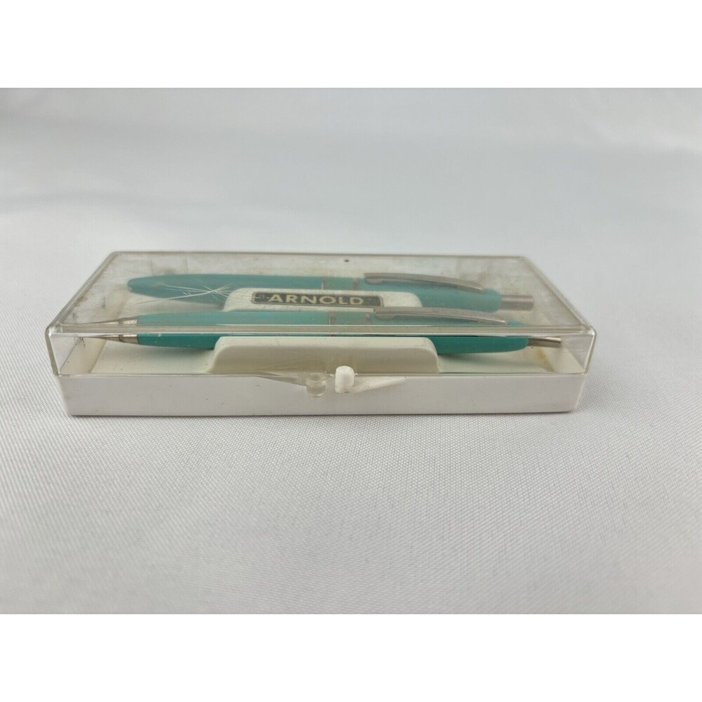 2 Vintage Arnold Pen & Pencil ? Combos Set USA Mint Green In Plastic Case - Picture 8 of 12